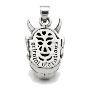 Pendentif masque d'Oni japonais en argent sterling, dos du masque d'oni
