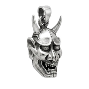 Pendentif masque d'Oni japonais en argent sterling, masque d'oni de trois-quarts