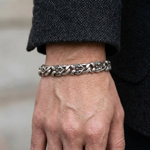 Knight Shield Sterling Silver Bracelet, worn on the wrist