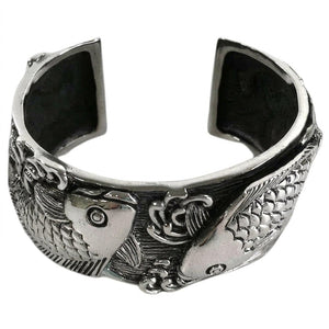 Koi-Fisch Armspange aus .925 Sterlingsilber, Koi-Reliefansicht