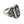 Lattice gothic cross silver ring, carved scroll side