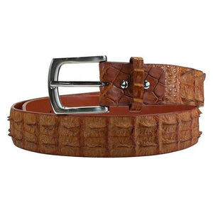 Ceinture marron clair en cuir de dos de crocodile — face de la boucle