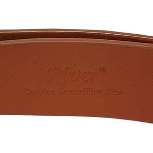 Ceinture marron clair en cuir de dos de crocodile — marquage sur la doublure en cuir