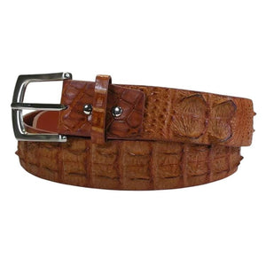 Ceinture marron clair en cuir de dos de crocodile — face de la boucle à ardillon