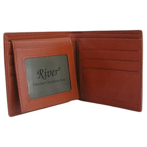 Portefeuille pliant en cuir de dos de crocodile marron clair — intérieur ouvert