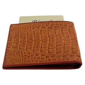 Portefeuille pliant en cuir de dos de crocodile marron clair — bord supérieur