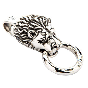 Lion Head Door Knocker Sterling Silver Pendant, lion head angle