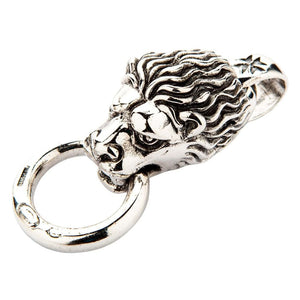 Lion Head Door Knocker Sterling Silver Pendant, lion mane profile