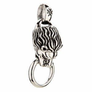 Lion Head Door Knocker Sterling Silver Pendant, lion rear angle