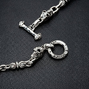 Lion and Skull Sterling Silver Chain Necklace, toggle detail