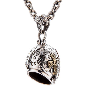 Lucha Libre Mask Sterling Silver Pendant, cross side detail