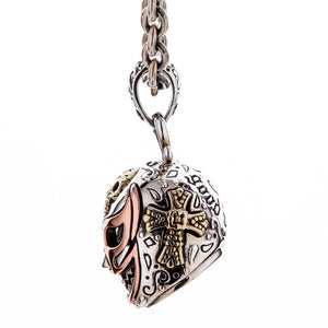 Lucha Libre Mask Sterling Silver Pendant, mask on chain product view