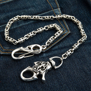 Maltese Cross Sterling Silver Wallet Chain, fleur de lis clasp