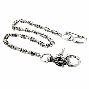 Maltese Cross Sterling Silver Wallet Chain, hook end