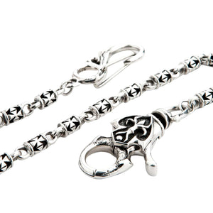 Maltese Cross Sterling Silver Wallet Chain, tribal clasp