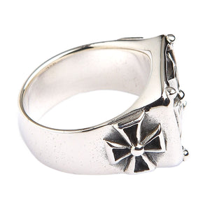 Bague biker croix de Malte en argent sterling, côté opposé de la bague