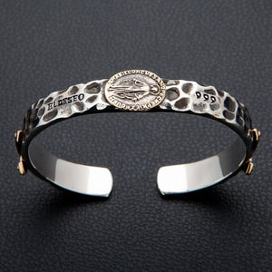 Armspange aus Sterlingsilber mit Jungfrau Maria und Kreuz, Maria-Medaillon von vorne