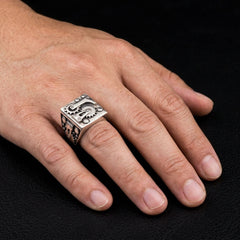 Anello biker meccanico in argento sterling