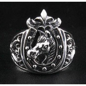 Anillo de caballo y herradura en plata esterlina, ángulo alternativo del anillo