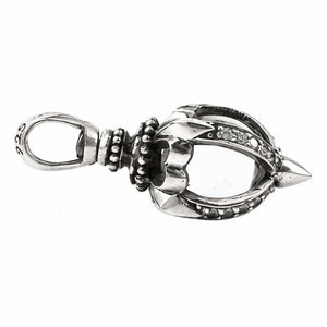 Moonstone Tribal Blossom Sterling Silver Pendant, clear orb side view