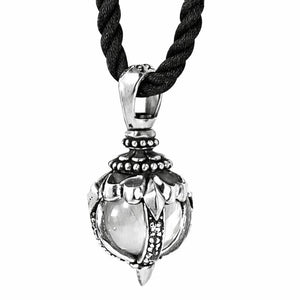 Moonstone Tribal Blossom Sterling Silver Pendant, moonstone blossom on cord