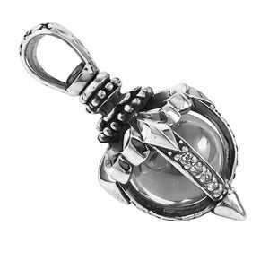 Moonstone Tribal Blossom Sterling Silver Pendant, moonstone cage angle