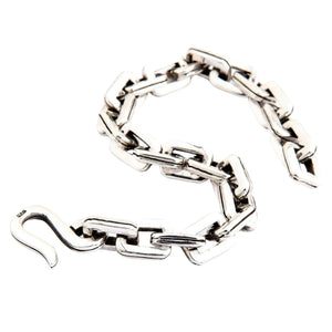 Motorcykelkedja-armband i 925 sterlingsilver, detalj av S-kroklås