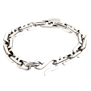 Motorcykelkedja-armband i 925 sterlingsilver, helt mekaniskt länkarmband och S-krok