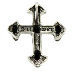 Multi Skull Gothic Cross Sterling Silver Pendant, cross reverse and bail