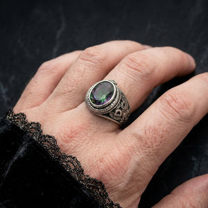 Mystic Topaz Praying Hands Sterling Silver Ring worn on hand