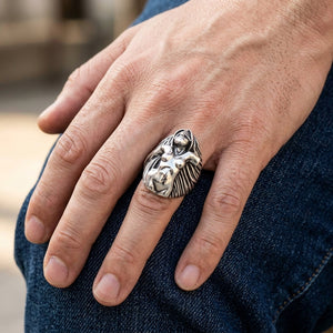Nude Lady Sterling Silver Ring, worn on the hand