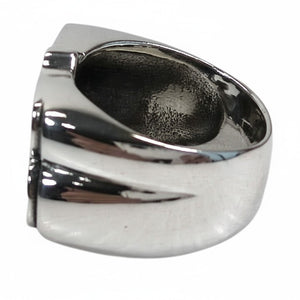 Openwork Gothic 13 Sterling Silver Ring shown in polished inner band view.