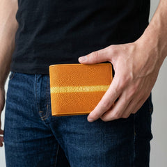 Orange Row Stingray Leather Bifold Wallet