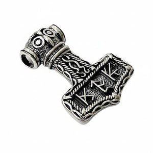 Eulen-Runen-Thorshammer-Anhänger aus .925 Sterlingsilber, Eulenansicht im Winkel