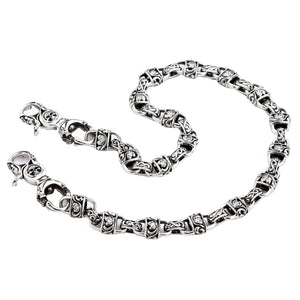 Brieftaschenkette aus 925 Sterlingsilber mit Vorhängeschloss-Gliedern, gegenüberliegende vollständige Kettenbiegung auf Weiß