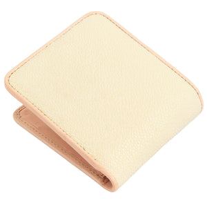 Pearl White Stingray Bifold with Coin Pocket showing rear panel above the opened fold.