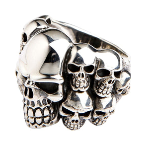 Phantom Totenkopf-Cluster Silberring, mittlerer Totenkopf und rechte Totenkopfgruppe