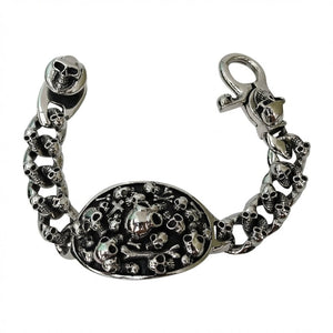 Phantom Skull Sterling Silver Link Bracelet, bracelet front