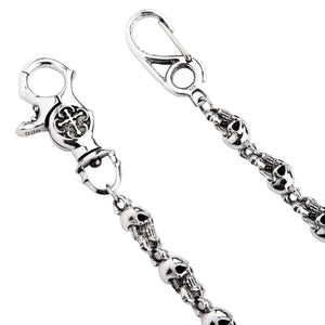 Cadena para cartera Phantom Skull de plata de ley, dos cierres de la cadena para cartera