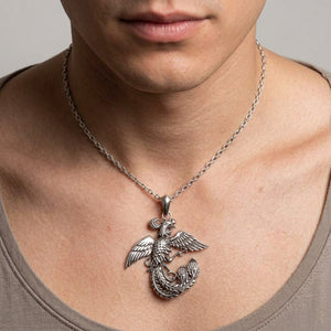 Pendentif oiseau phénix en argent sterling porté à l'encolure