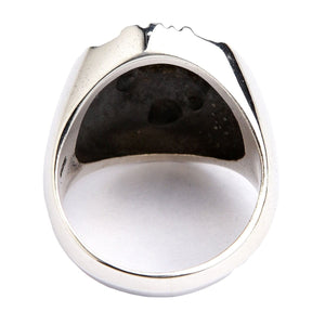 Bague tête de mort Punk Not Dead en argent sterling, ouverture arrière et intérieur de l'anneau