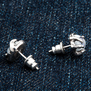 Purple Eye Claw Sterling Silver Stud Earrings shown in separate posts and backs view.