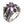 Örnklo-ring med lila kubisk zirkonia i sterlingsilver. Den motsatta vinkeln visar klospetsarna runt den lila stenen och de mönstrade skuldrorna.