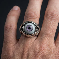 Gothic-Ring aus Sterlingsilber mit violettem bösen Blick