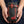 Red Cobra Inlay Woven Leather Biker Wallet, shown in use at realistic scale