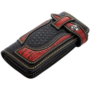 Red Cobra Inlay Woven Leather Biker Wallet, interior detail