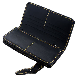 Red Cobra Inlay Woven Leather Biker Wallet, open card slots
