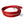 Red crocodile leather belt showing smooth red leather lining and silver buckle with price tag