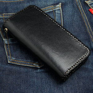 Red Cross Stingray Leather Biker Wallet, back denim