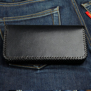 Red Cross Stingray Leather Biker Wallet, back straight denim